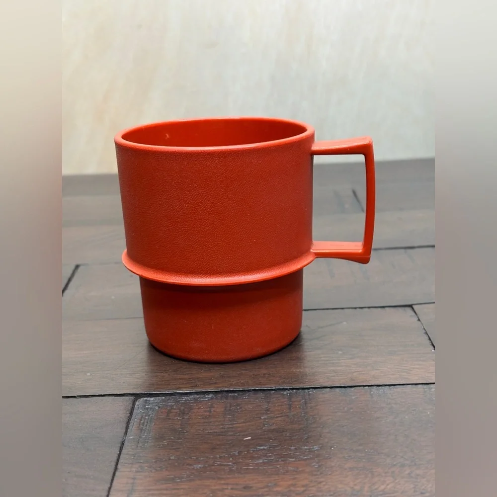 Tupperware Stacking cup mug 1312-7 Vintage Orange Good Condition for age